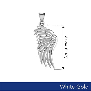 Angel Wing Solid White Gold Pendant WPD5762 - Jewelry